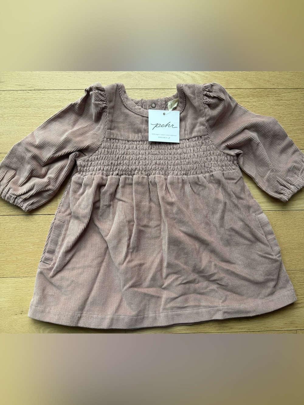 Pehr Smocked Corduroy Kids Dress in Dusty Rose